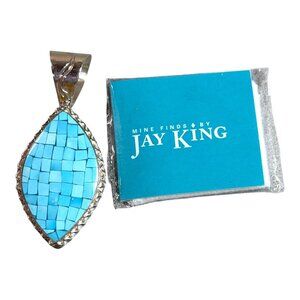 Sterling Silver Pendant Inlaid Turquoise Mosaic Jay King Soutwestern Statement